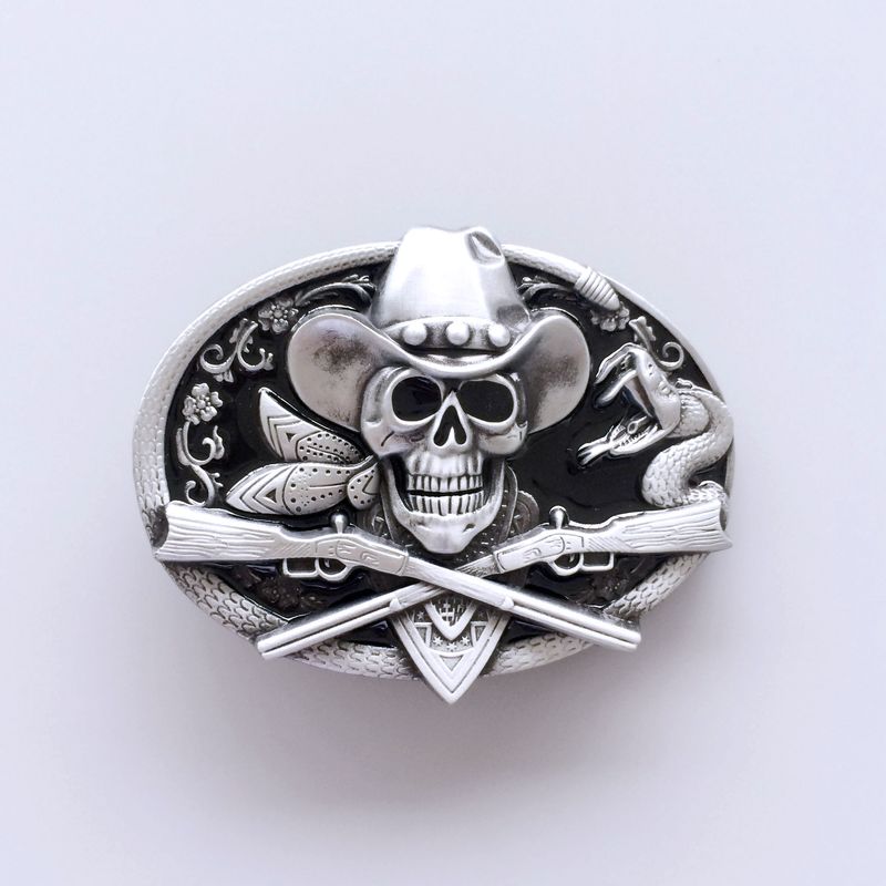 Vintage Rodeo Skull Cowboy Black Enamel Belt Buckle BUCKLE-SK036BK