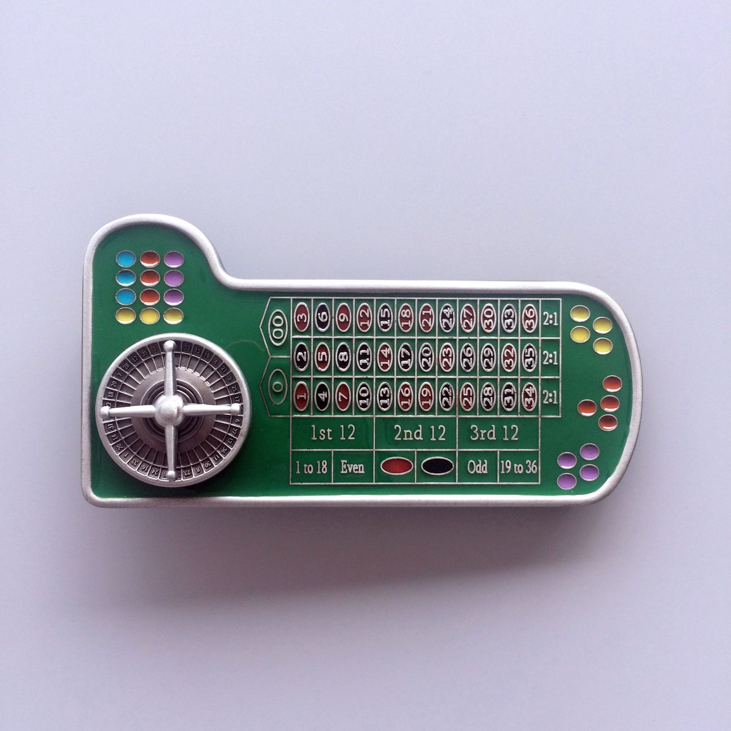 Vintage Enamel Gamble Casino Table Spinner Belt Buckle