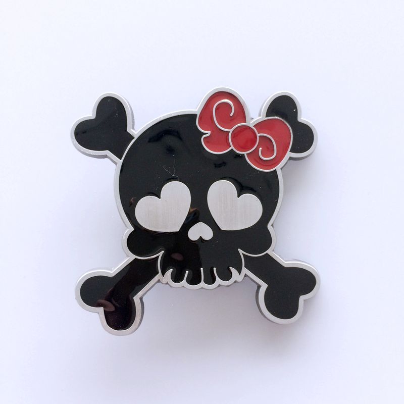 Vintage Black Enamel Punk Rock Emo Tattoo Skull Girl Wedding Belt Buckle BUCKLE-SK047BK