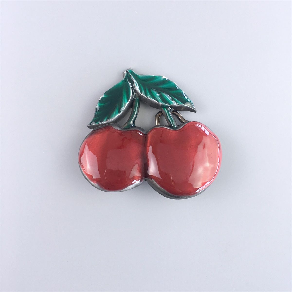 Vintage Enamel Cherry Belt Buckle