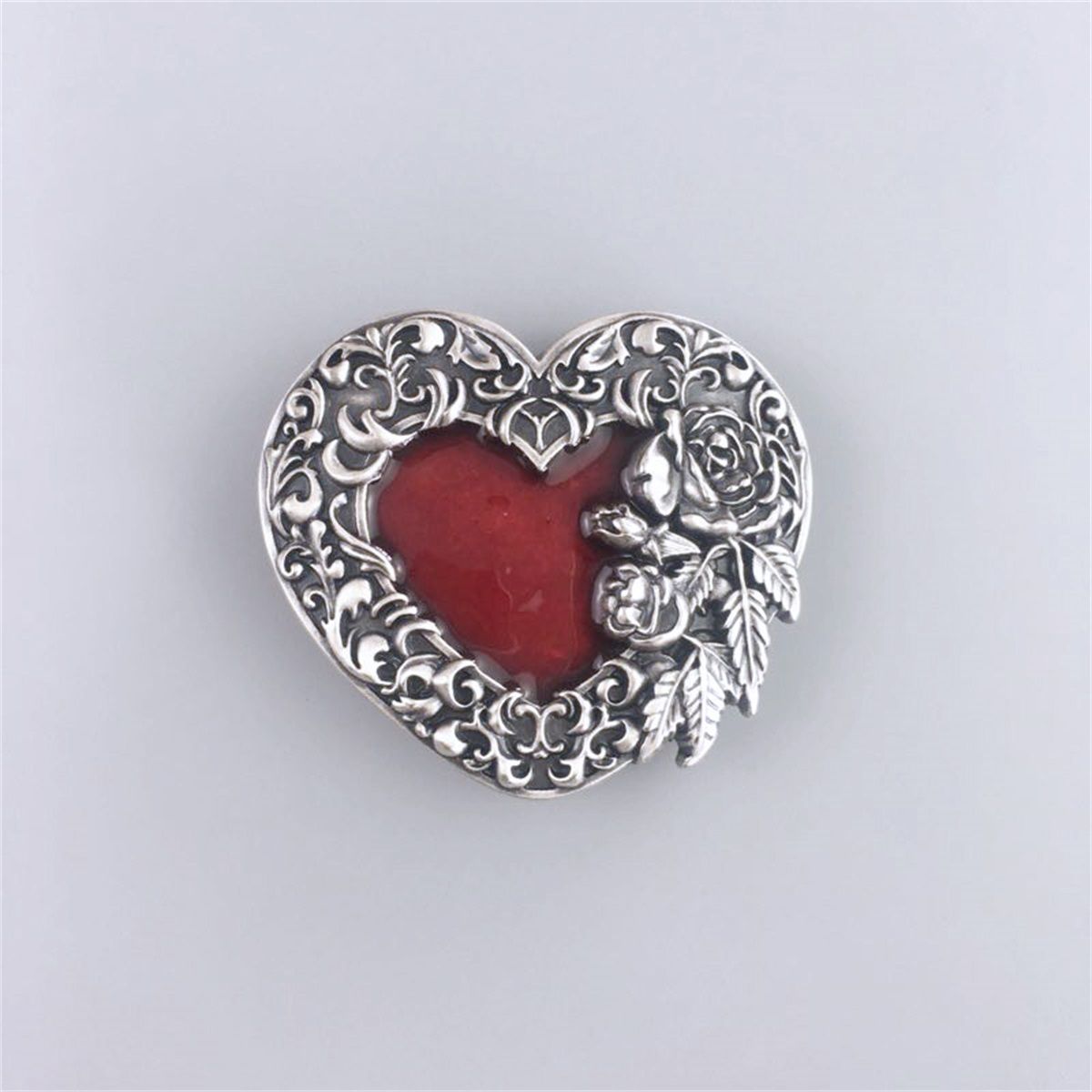 Vintage Silver Plated Western Rose Belt Buckle
