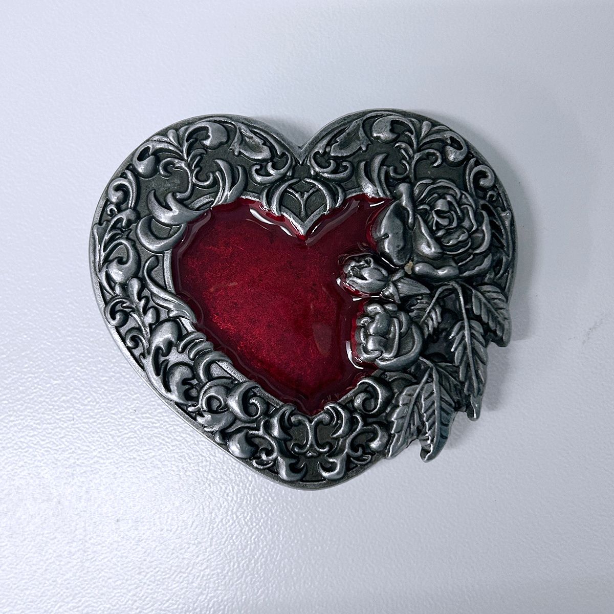 Western Rose Red Enamel Belt Buckle