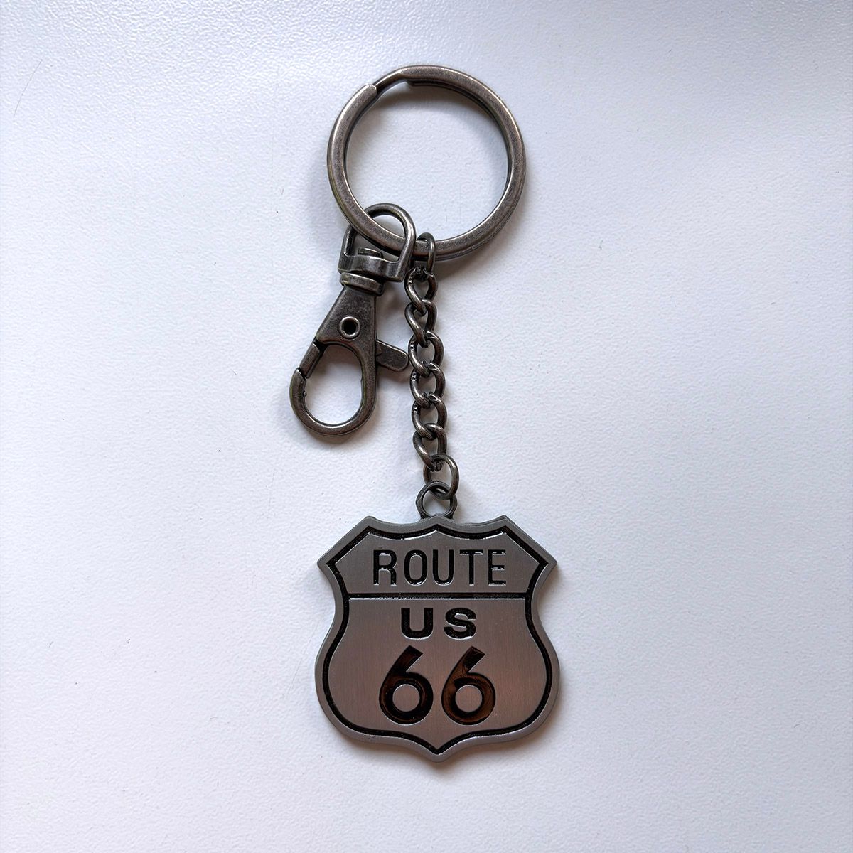 Vintage Double Faces US Road Heavy Metal Pendant Charm Key Ring KEYRING-AT069