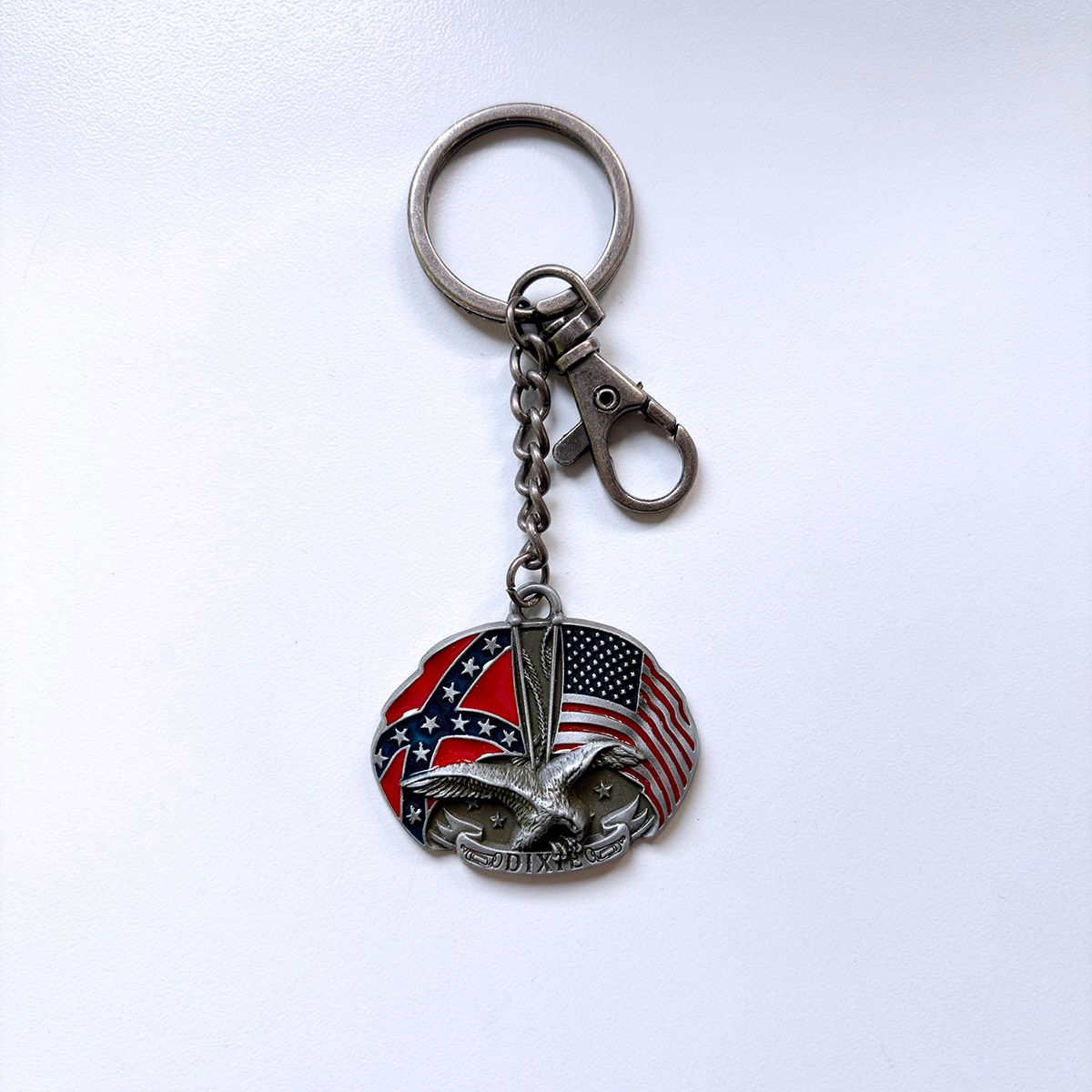 Vintage Fly Eagle Flag Metal Charm Pendant Key Ring Key Chain