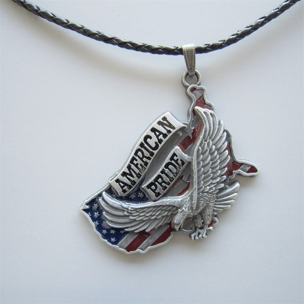 Vintage Style Western Metal Charm Pendant Leather Necklace