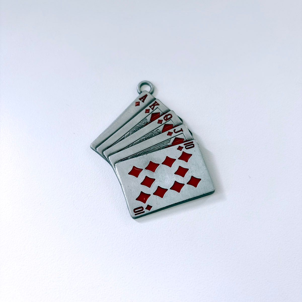 Vintage Red Enamel Casino Lucky Metal Charm Pendant PENDANT-CS012RD