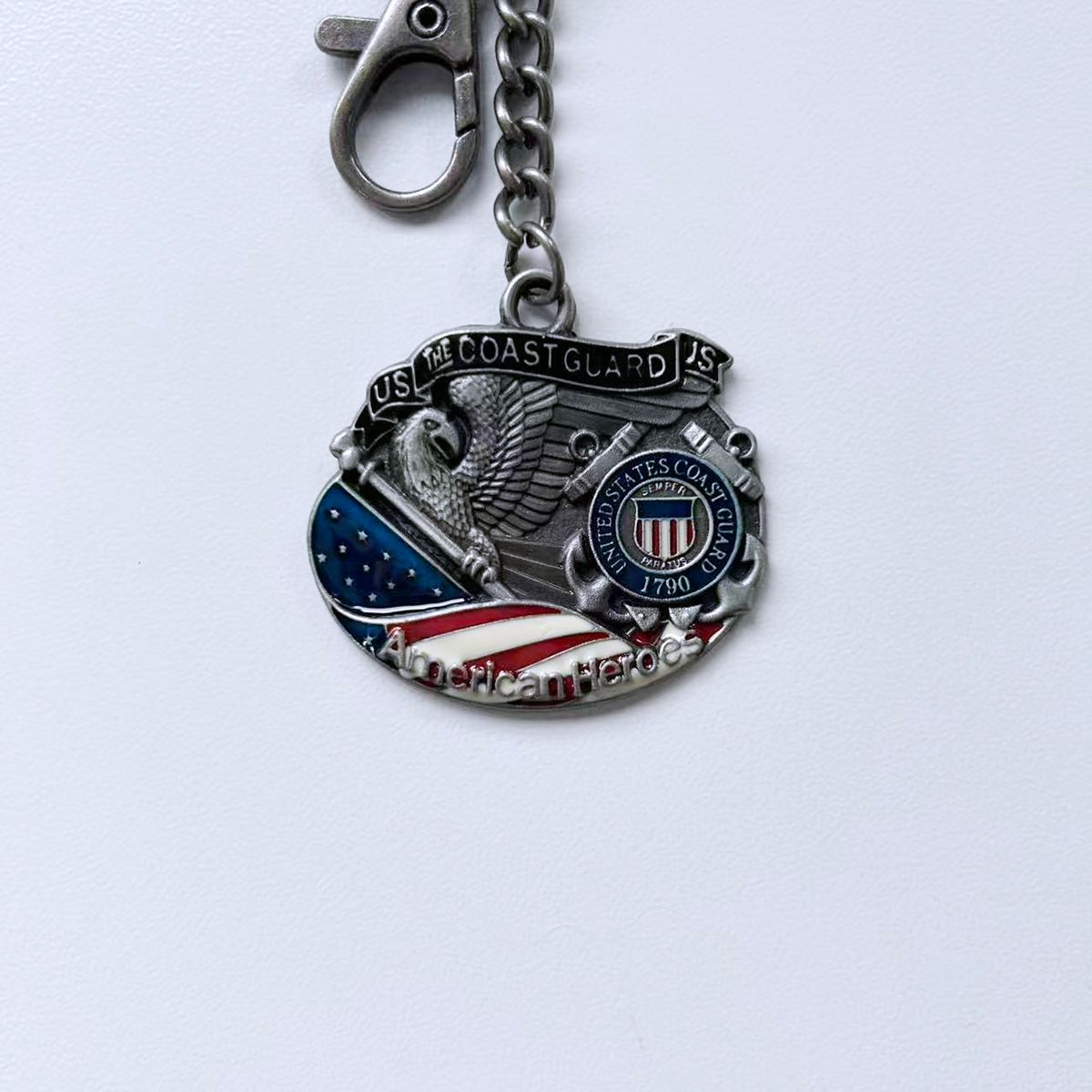 Vintage Hero Coast Guard Metal Charm Pendant Key Ring Key Chain KEYRING-3D038