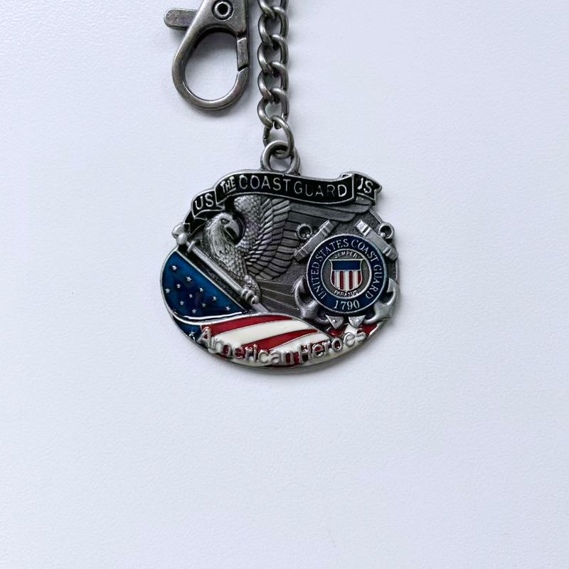 Vintage Hero Coast Guard Metal Charm Pendant Key Ring Key Chain KEYRING-3D038