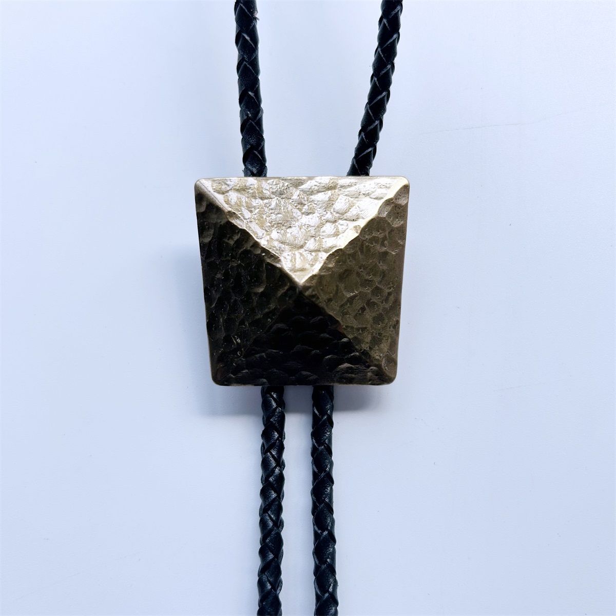 Vintage Gold Plated Geometric Patterns Bolo Tie Wedding Leather Necklace BOLOTIE-010AG