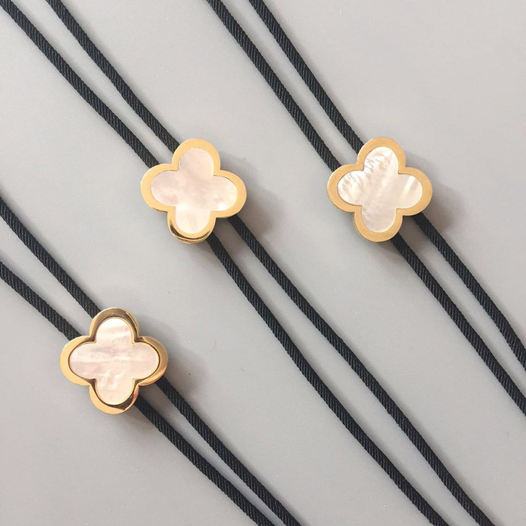 New Solid Brass Australia White Shell Lucky Bolo Tie Necklace BOLOTIE-075