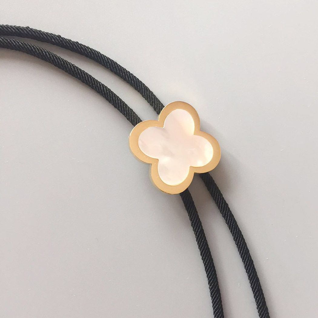 New Solid Brass Australia White Shell Lucky Bolo Tie Necklace BOLOTIE-075