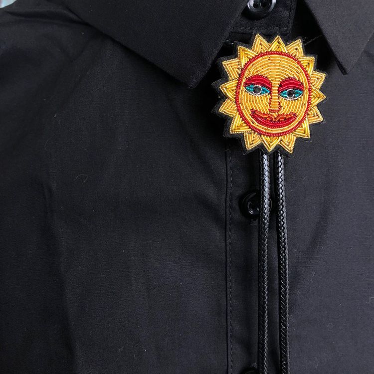 Manual Embroidery Sun Bolo Tie BOLOTIE-E003