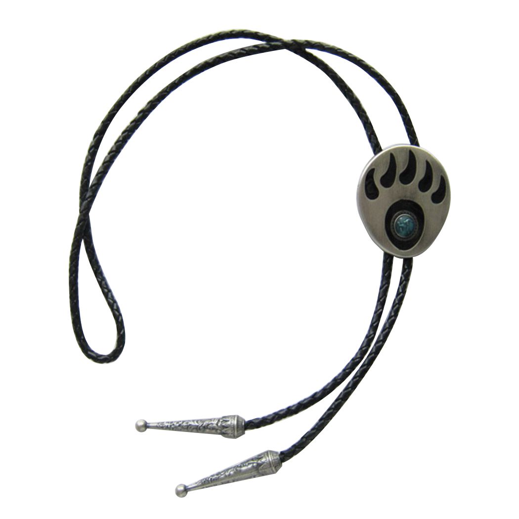 Vintage Silver Plated Western Bear Paw Wedding Bolo Tie BOLOTIE-AN002SL