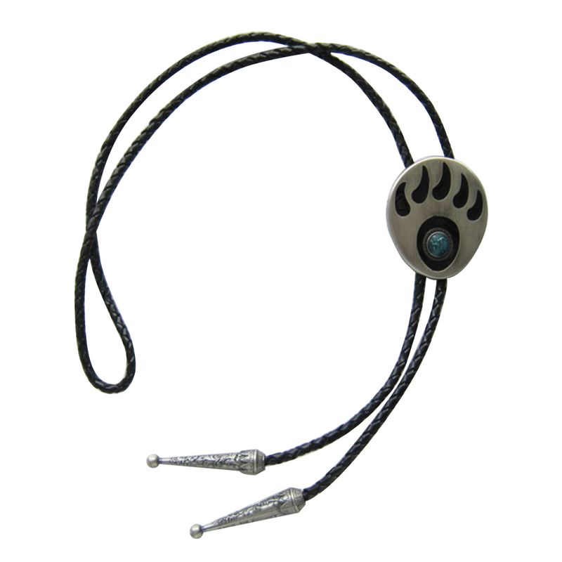 Vintage Silver Plated Western Bear Paw Wedding Bolo Tie BOLOTIE-AN002SL