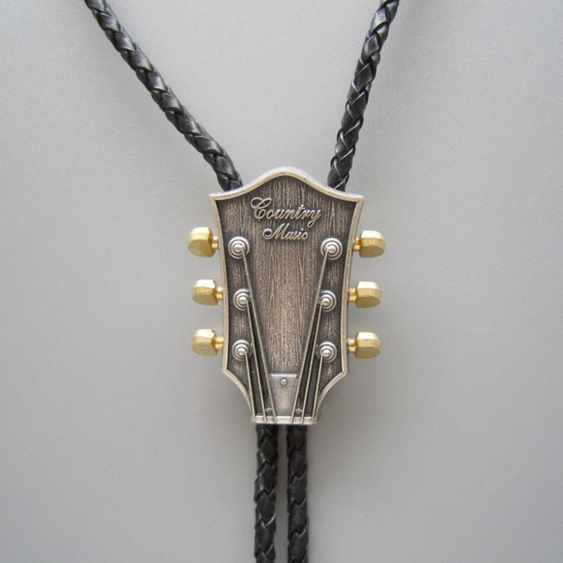 Vitnage Silver With Gold Guitar Music Western Bolo Tie Wedding BOLOTIE-MU044SL