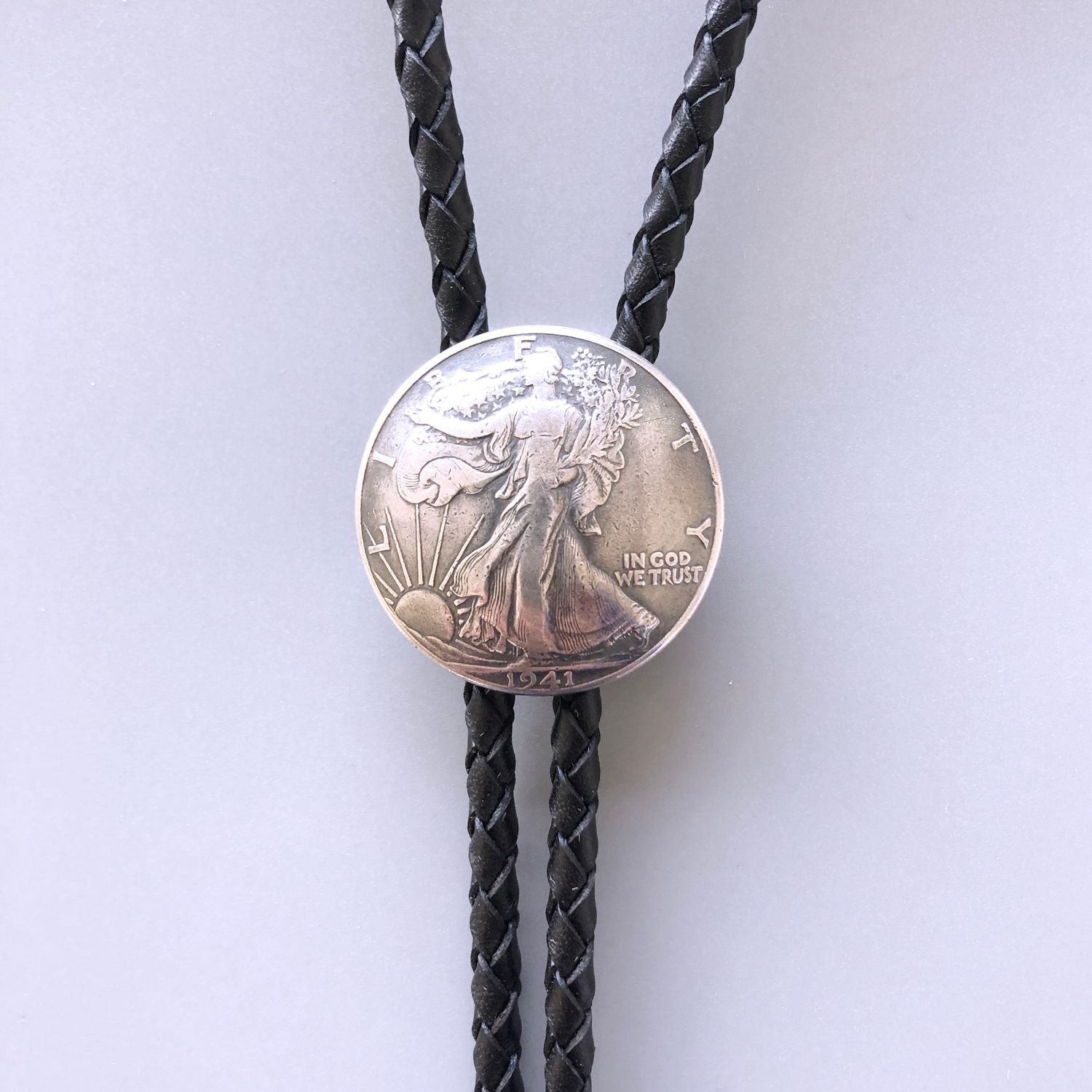 Silver Coin Goddess Bolo Tie Necklace BOLOTIE-F009LD