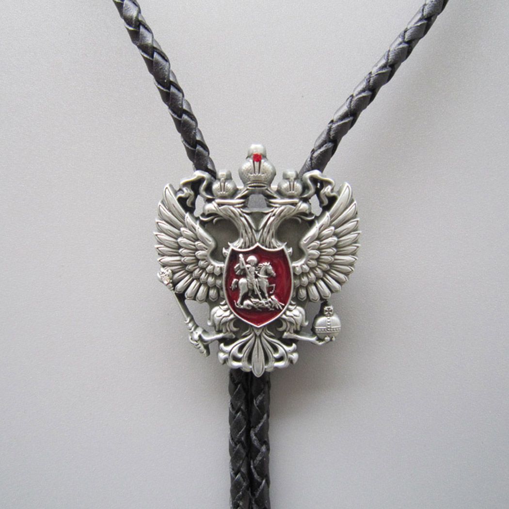 Classic Russian Double Headed Empire Eagle Rhinestone Bolo Tie Wedding BOLOTIE-WT041AS