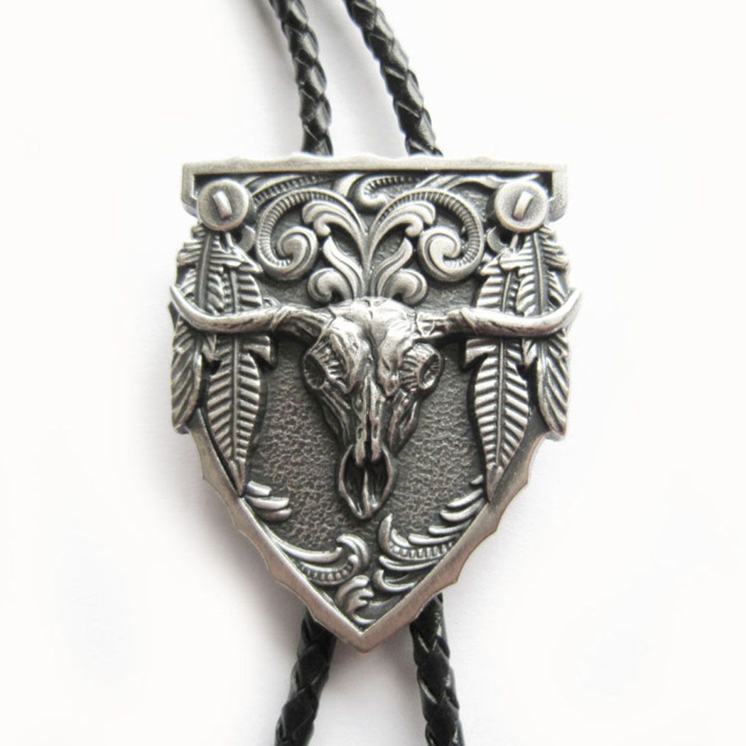 Vintage Silver Plating Western Rodeo Bull Bolo Tie BOLOTIE-WT076SL