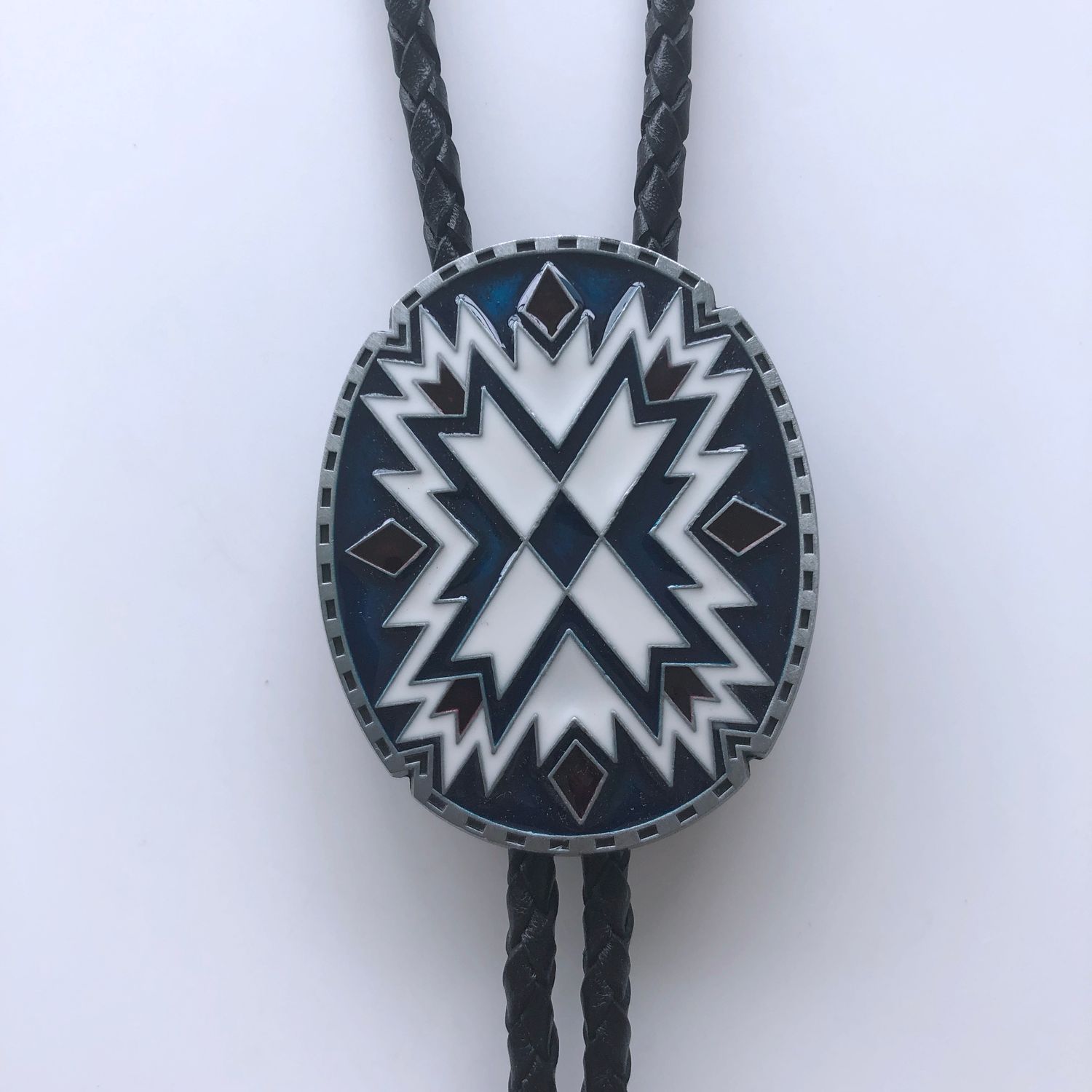 American Southwest Pattern Totem Oval Wedding Bolo Tie BOLOTIE-WT117