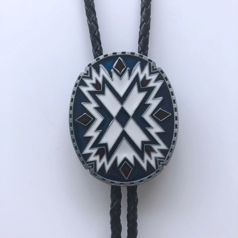 American Southwest Pattern Totem Oval Wedding Bolo Tie BOLOTIE-WT117