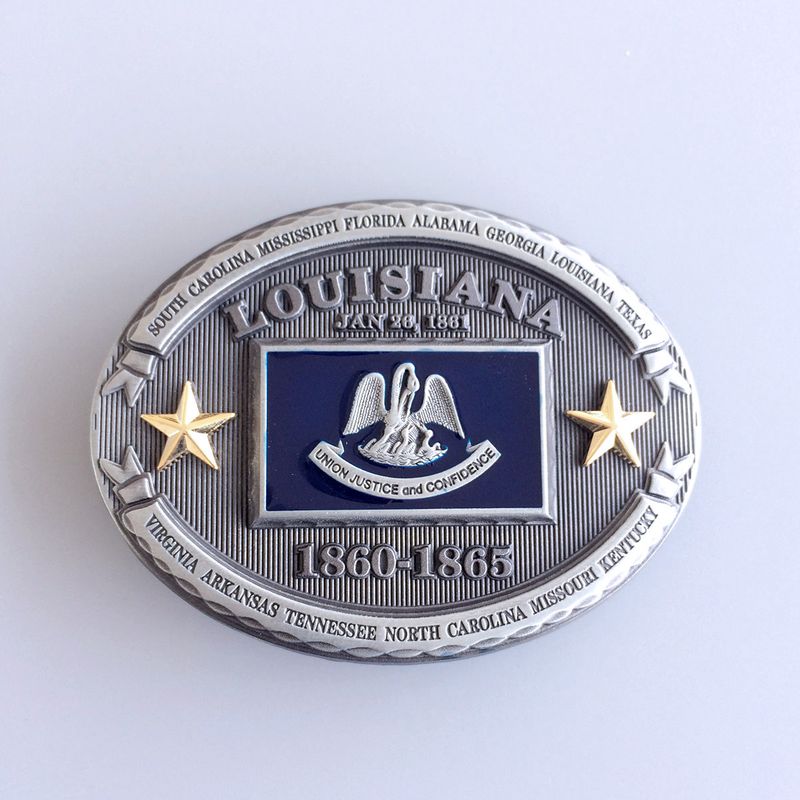 Vintage Oval Louisiana State Flag Belt Buckle Gurtelschnalle Boucle de ceinture FG021