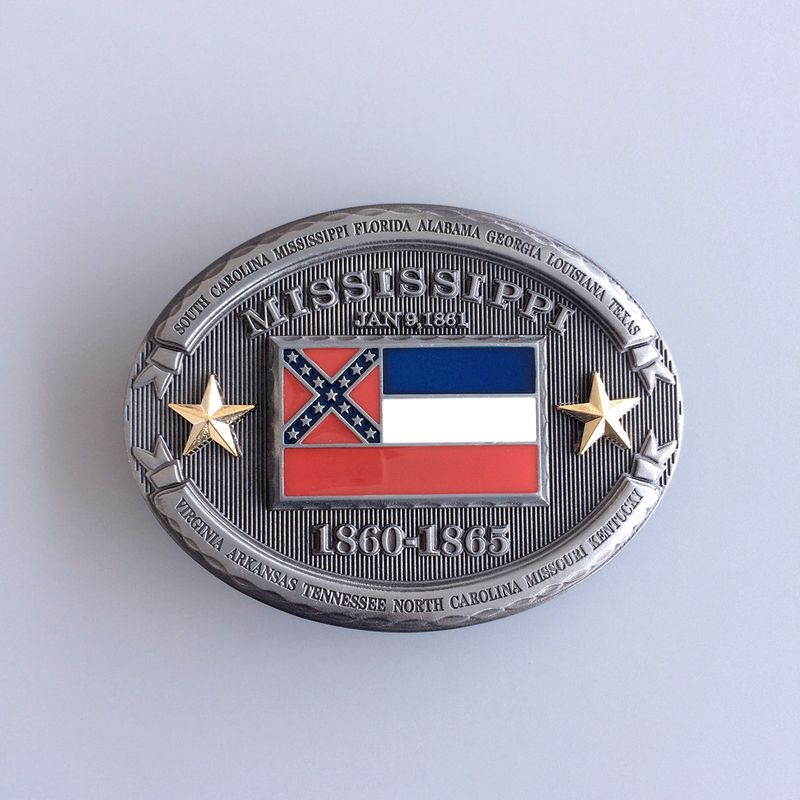 Vintage Mississippi State Flag Oval Belt Buckle Gurtelschnalle Boucle de ceinture BUCKLE-FG013