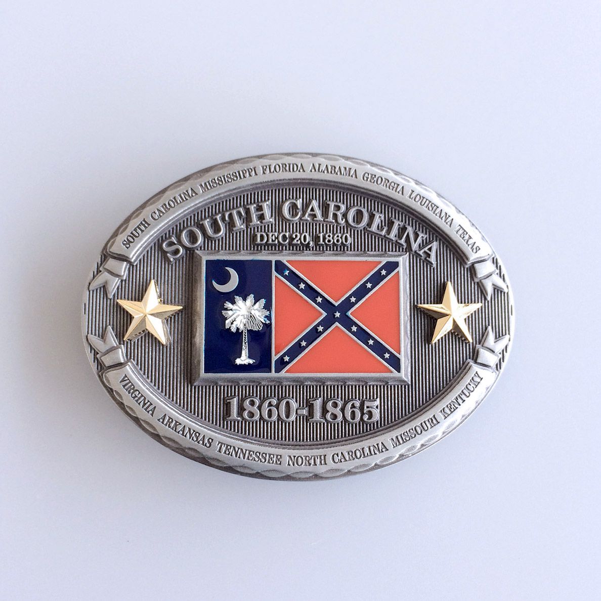 Vintage Western Oval South Carolina Flag Belt Buckle Gurtelschnalle Boucle de ceinture FG016