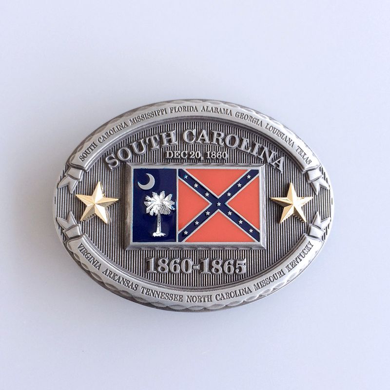 Vintage Western Oval South Carolina Flag Belt Buckle Gurtelschnalle Boucle de ceinture BUCKLE-FG016