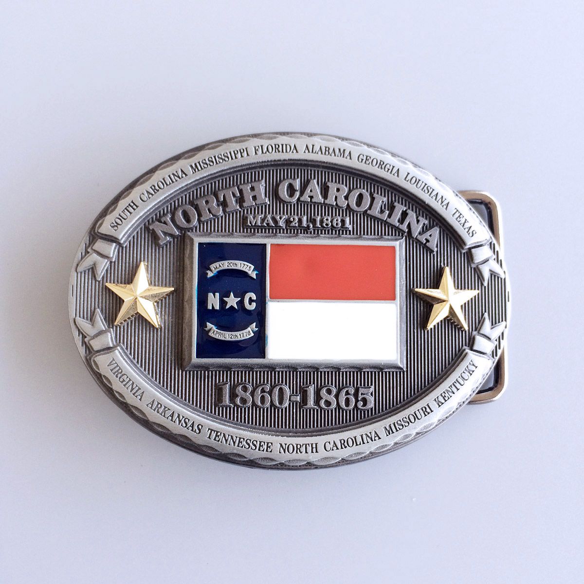 Vintage North Carolina State Flag Oval Belt Buckle Gurtelschnalle Boucle de ceinture FG024