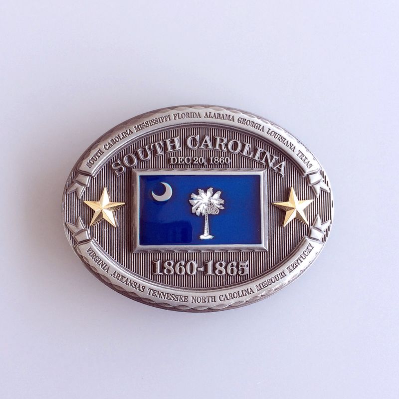 Western South Carolina State Flag Oval Belt Buckle Gurtelschnalle Boucle de ceinture BUCKLE-FG015