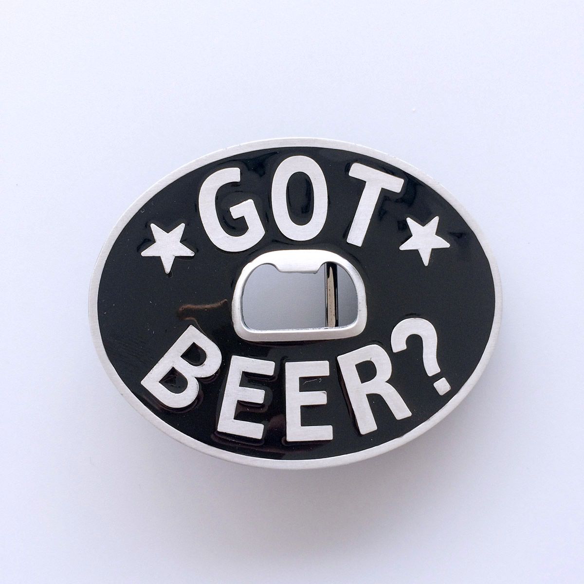 New Vintage Classic Oval Black Enamel Got Beer Bottle Opener Belt Buckle Gurtelschnalle Boucle de ceinture