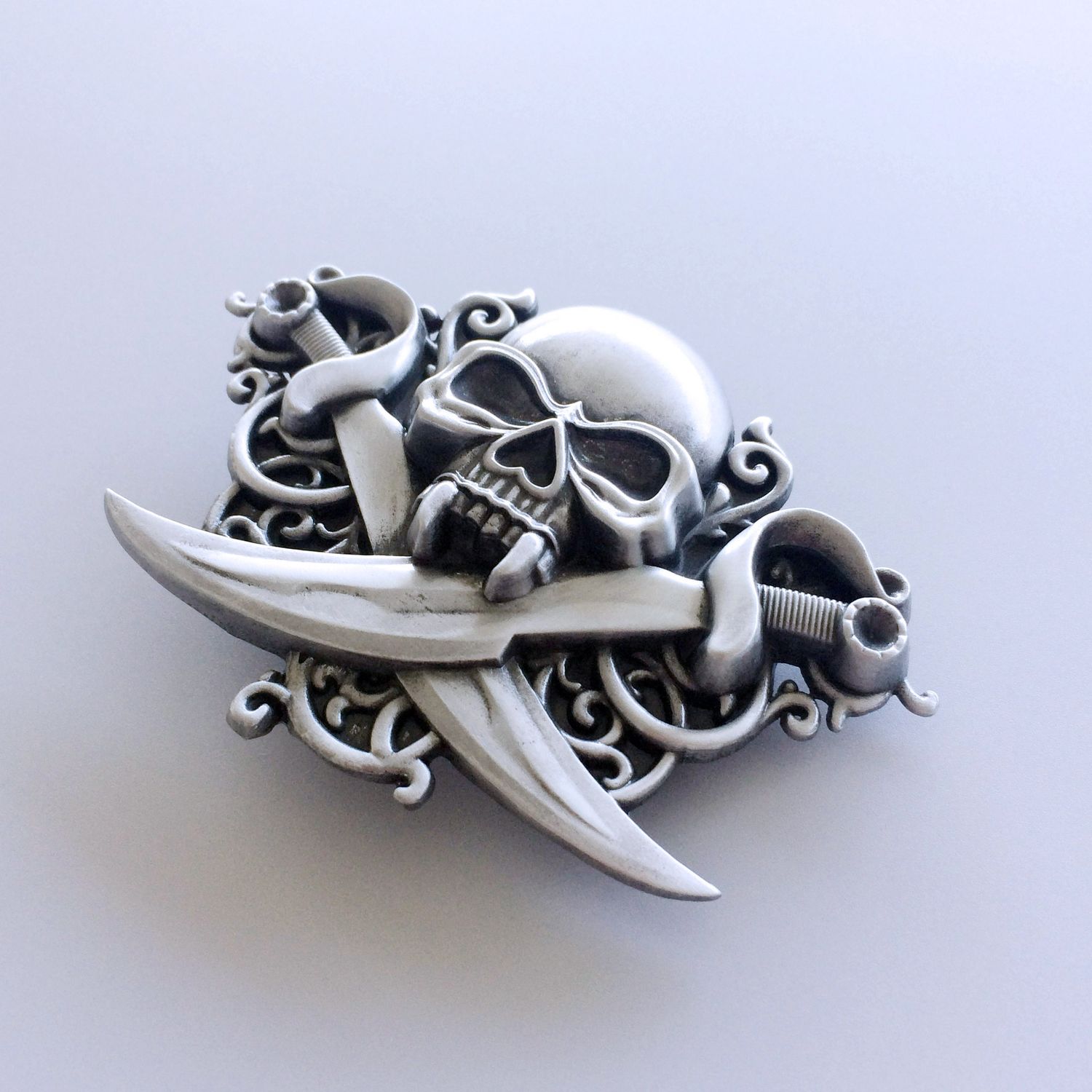 Vintage Cross Knife Emo Skull Biker Rider Belt Buckle BUCKLE-SK015AS