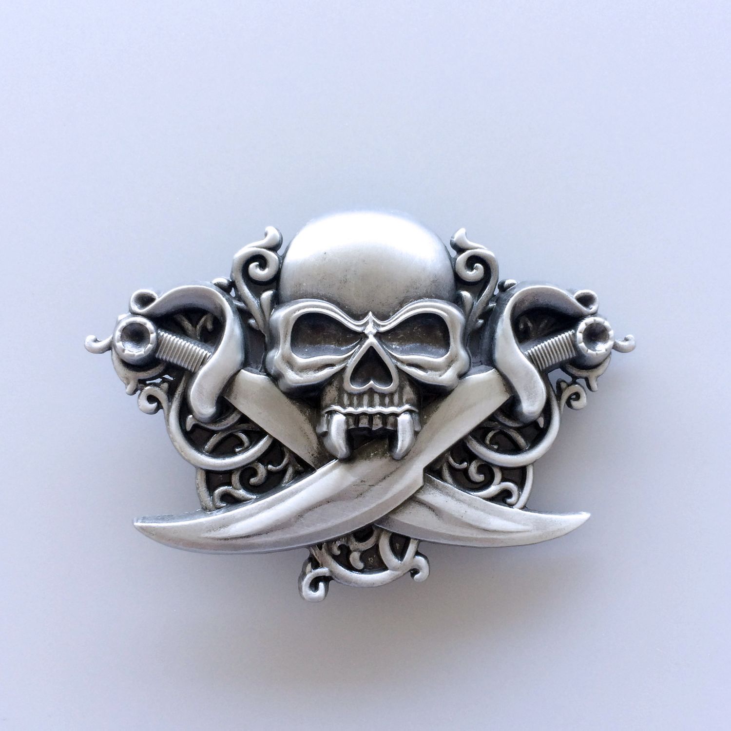Vintage Cross Knife Emo Skull Biker Rider Belt Buckle BUCKLE-SK015AS
