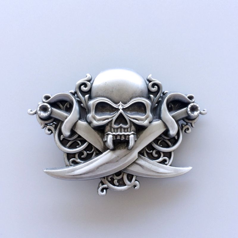 Vintage Cross Knife Emo Skull Biker Rider Belt Buckle BUCKLE-SK015AS