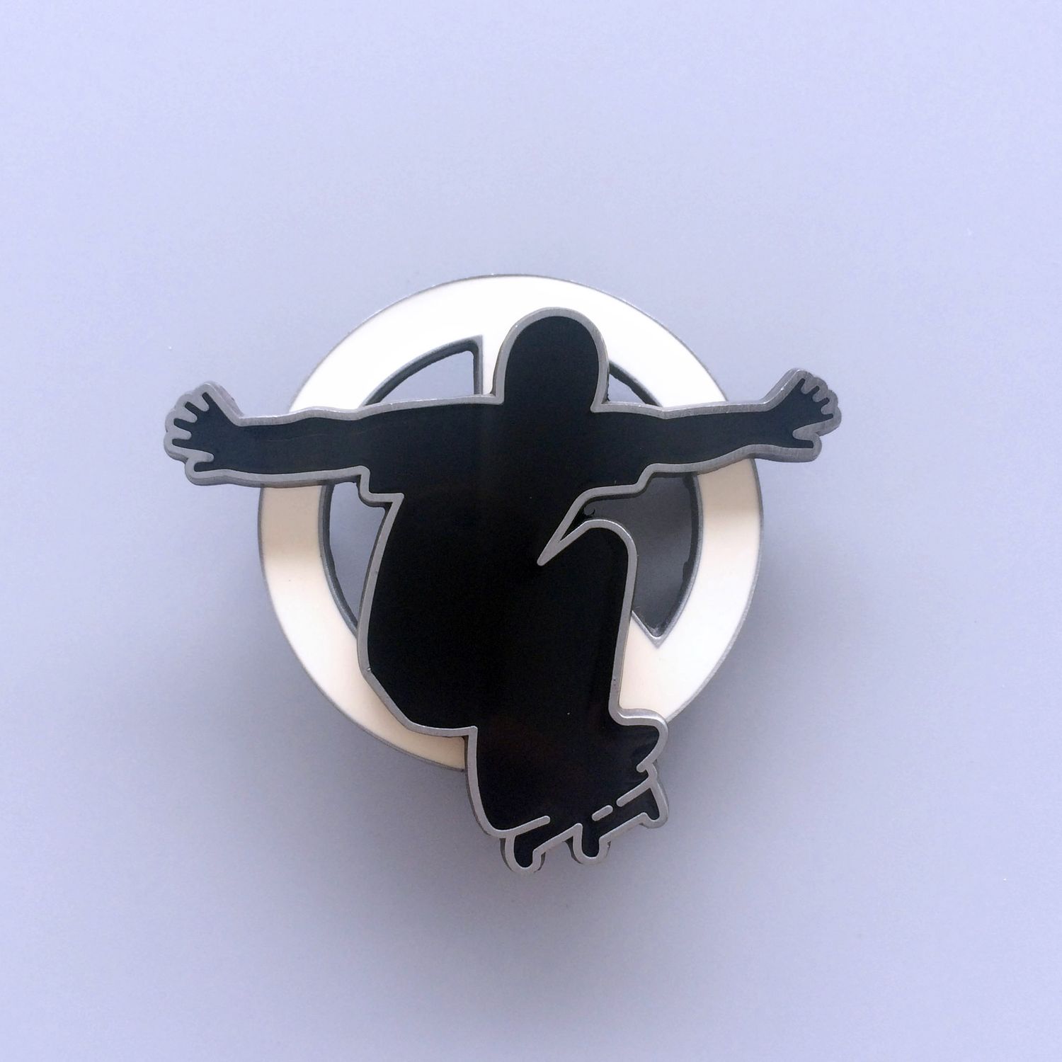 Belt Buckle (Spinning Skateboard Boy White)
