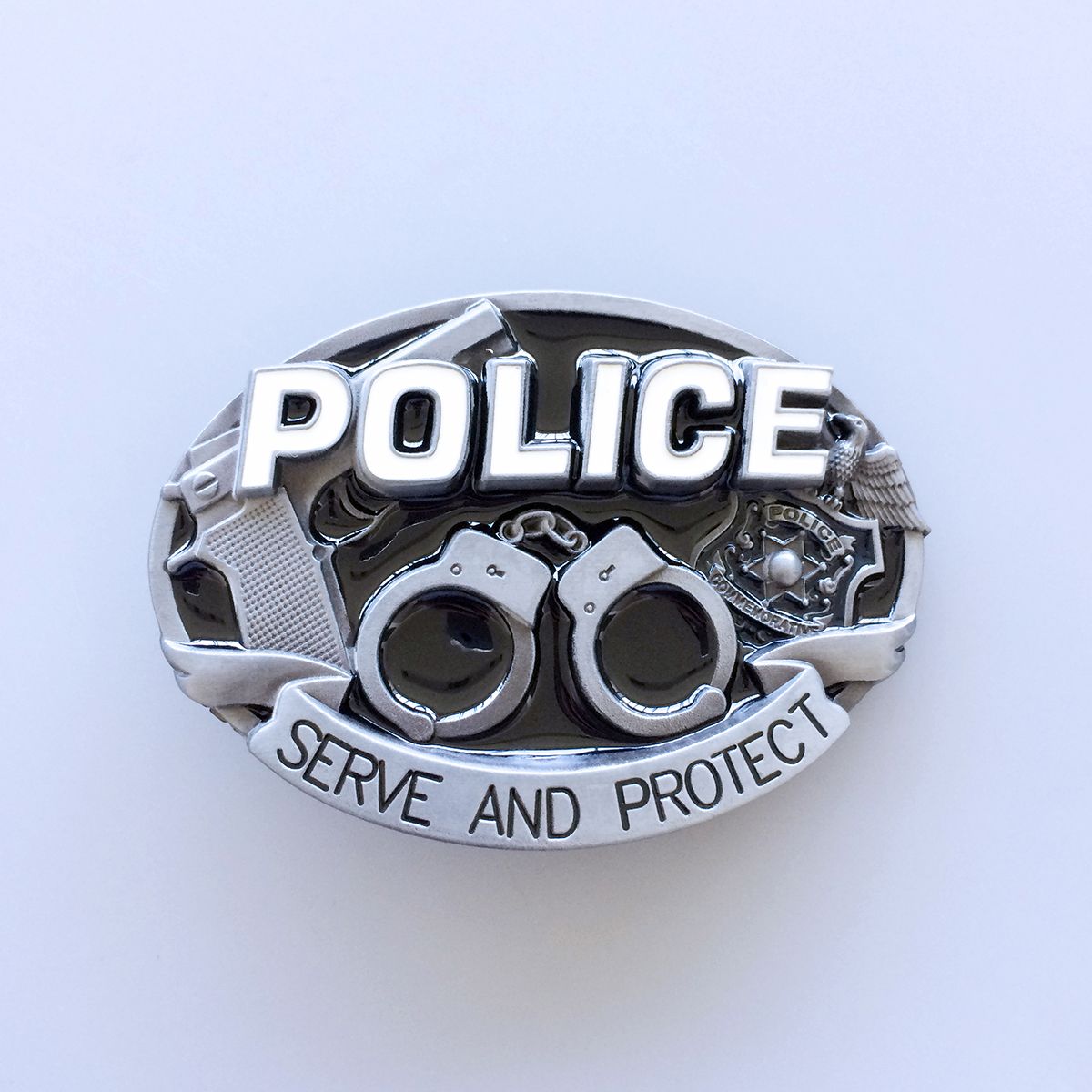 New Vintage Enamel Hero Law Enforcement Belt Buckle Gurtelschnalle Boucle de ceinture