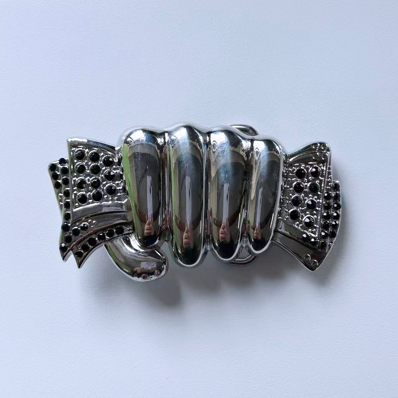 Fist Hand Full of Cash Black Rhinestones Belt Buckle BUCKLE-T085BK