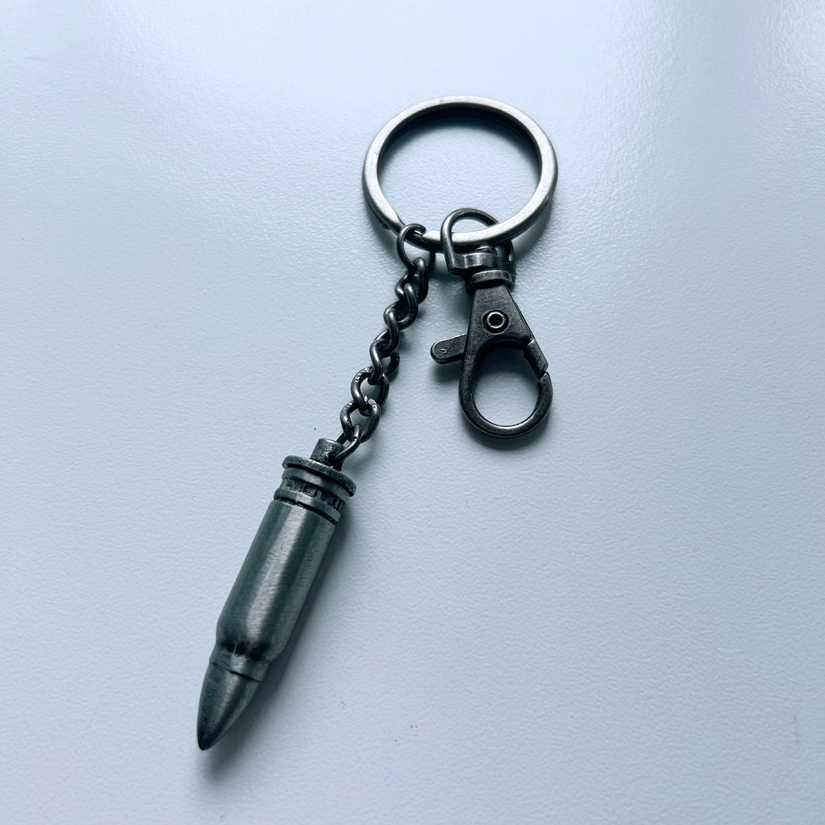 3D Sculpt Bullet Shape Heavy Metal Charm Pendant Key Ring Key Chain KEYRING-002