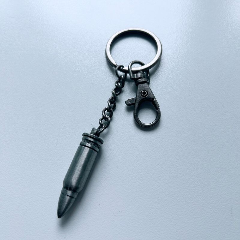 3D Sculpt Bullet Shape Heavy Metal Charm Pendant Key Ring Key Chain KEYRING-002