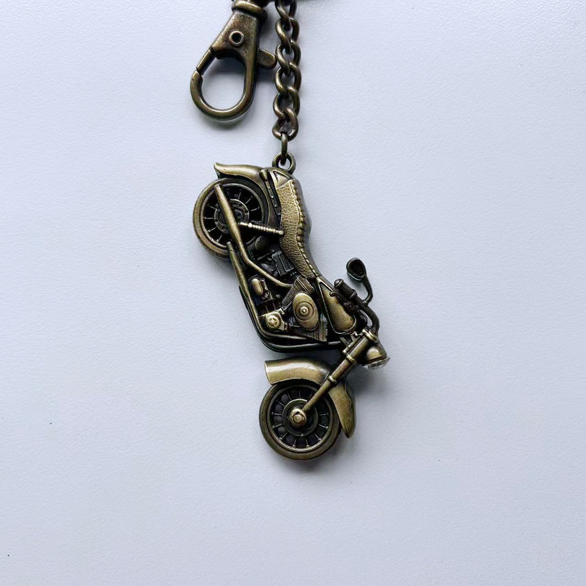 Vintage Bronze Plated 3D Motorcycle Rhinestone Biker Rider Metal Charm Pendant Key Ring Key Chain KEYRING-AT058AB