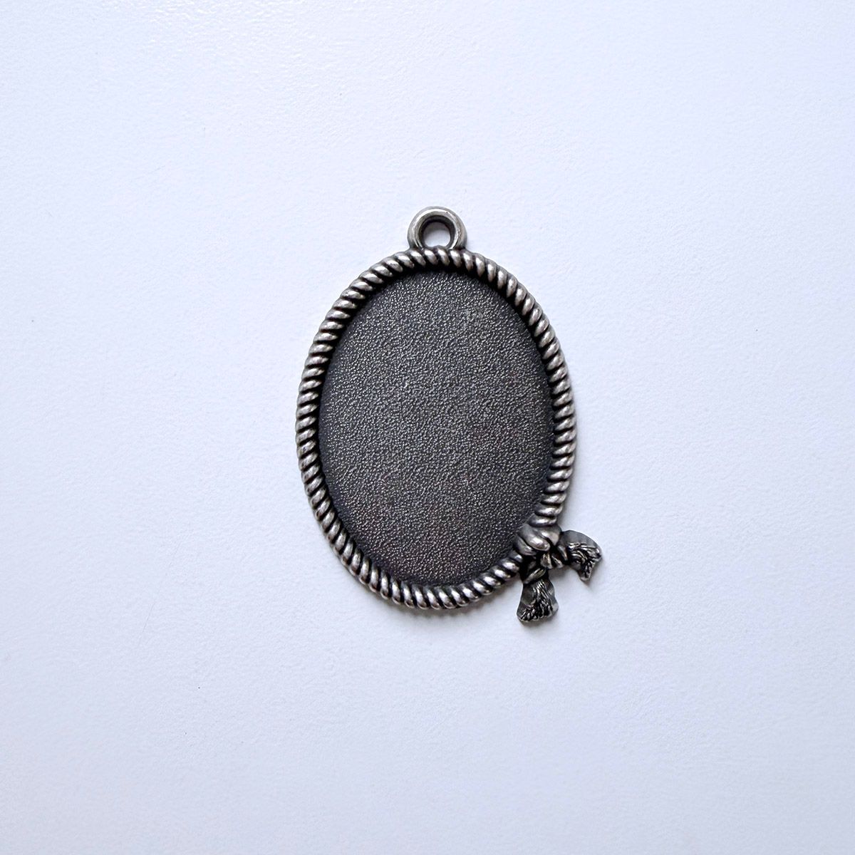 New Vintage Silver Plate Western Ropes Oval Blank Charm Pendant