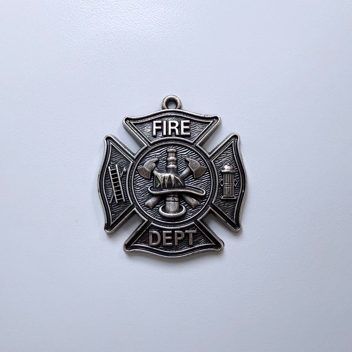 Vintage Silver Plate Firemen Firefighter Fire Dept Charm Pendant PENDANT-OC010SL