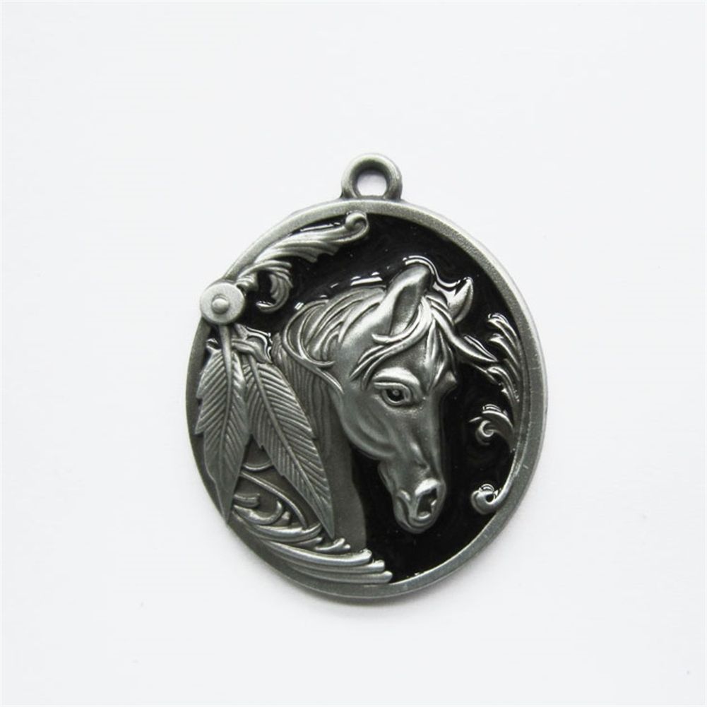 New Vintage Black Enamel Western Horse Metal Pendant Charm