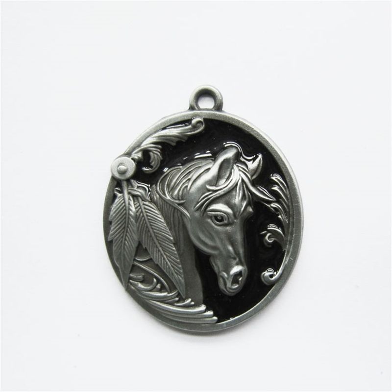 New Vintage Black Enamel Western Horse Metal Pendant Charm PENDANT-WT057BK