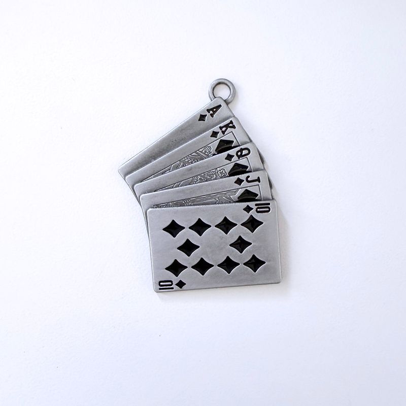 Vintage Black Enamel Casino Lucky Metal Charm Pendant PENDANT-CS012BK