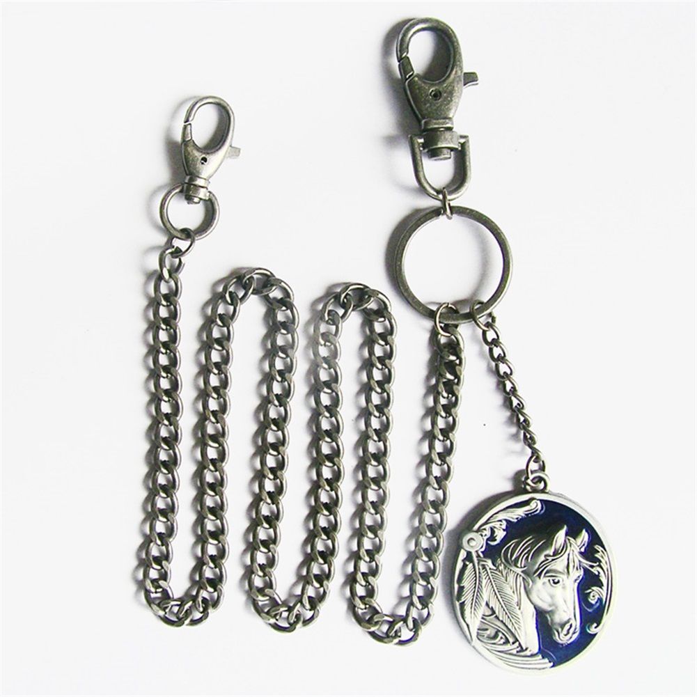 Vintage Style Blue Western Horse Metal Charm Jeans Waist Wallet Key Chain