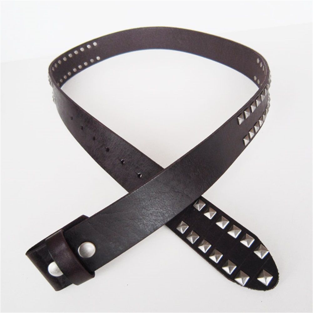 New Classic Brown Studded Solid Real Leather Genuine Leather Belt Gurtel