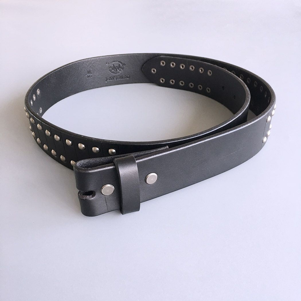 Black Punk Nails Studded Genuine Leather Belt Solid Real Leather Belt Snap On Belt Gurtel BELT1-006BK