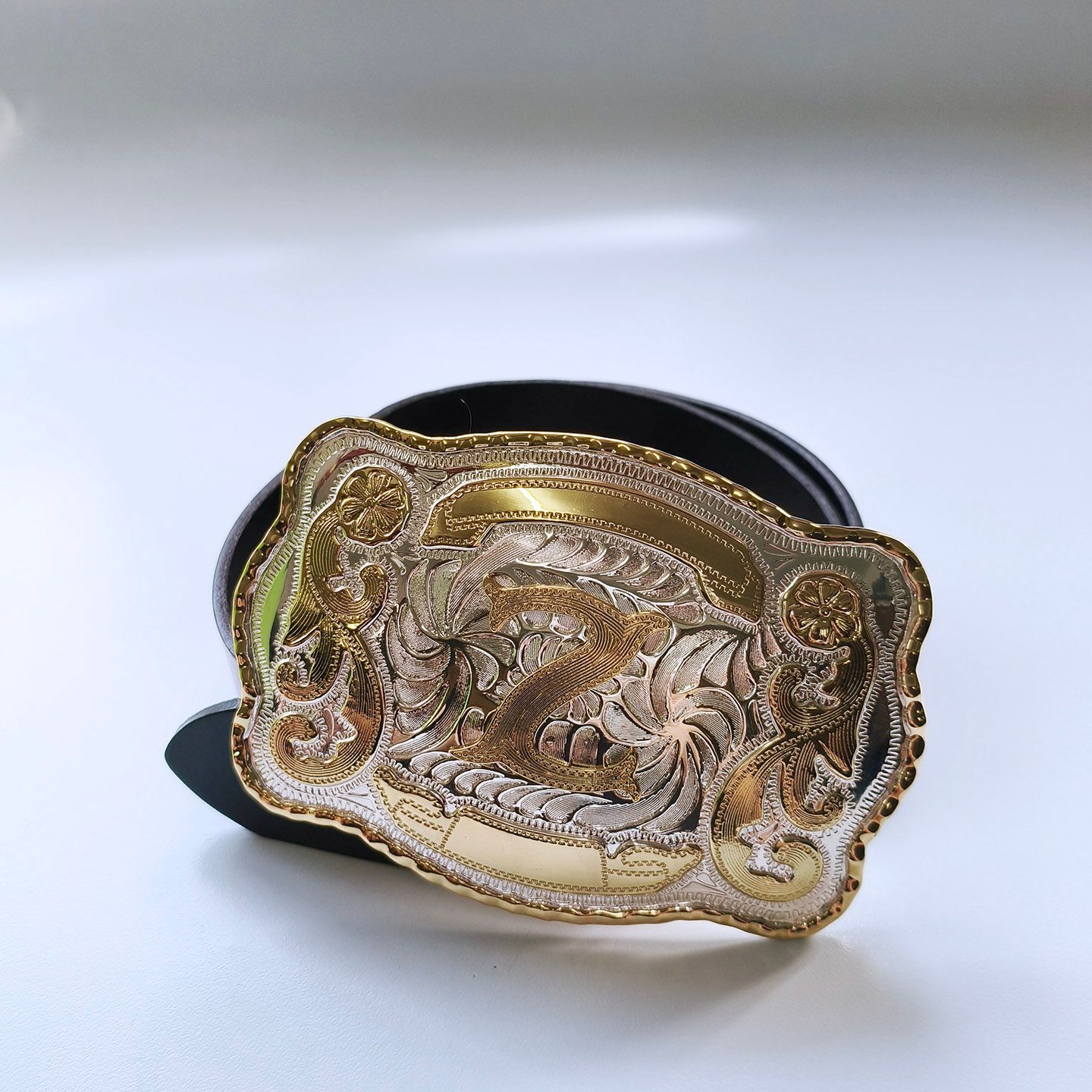 Belt | Initial Letter Z Black Genuine Leather Belt