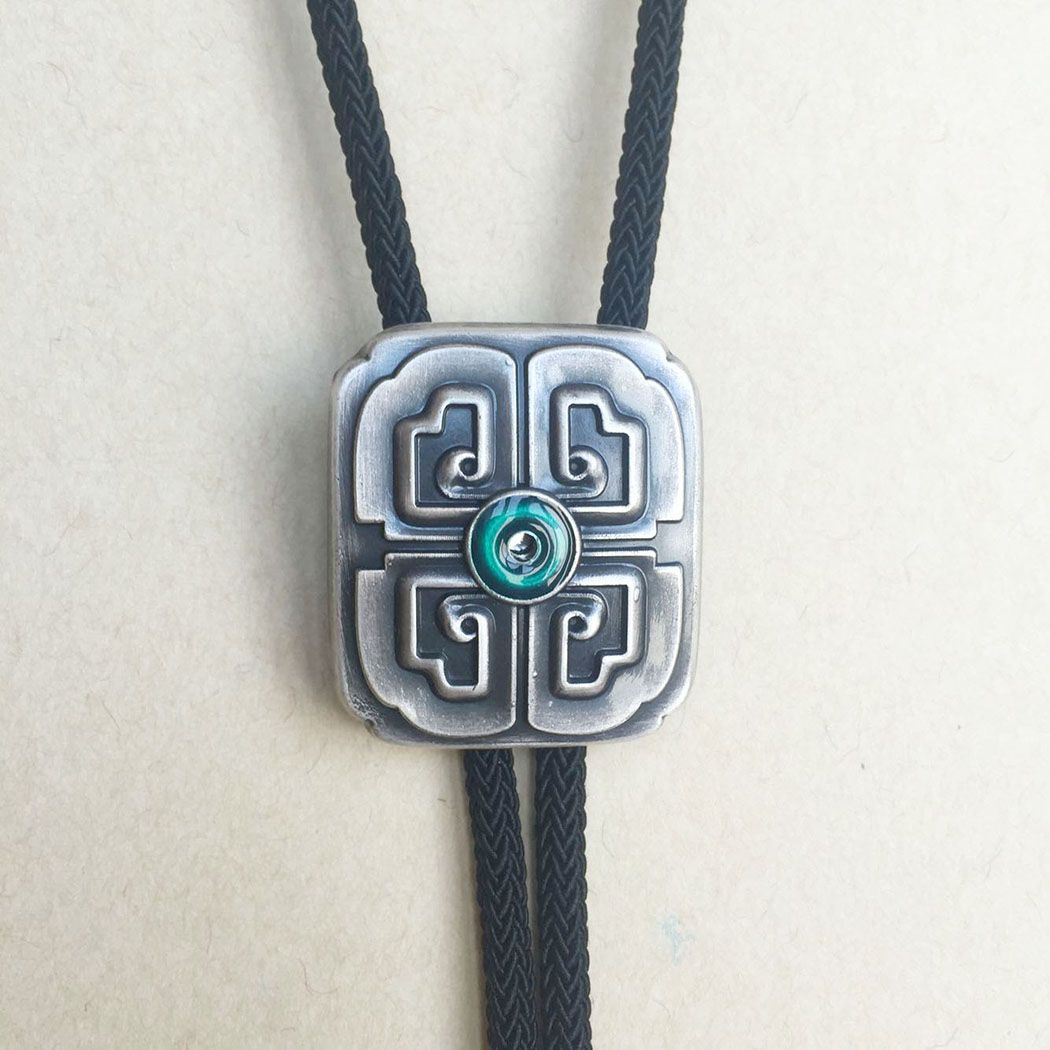 Lucky Cross Knot Bolo Tie Necklace With Sky Systems Jewelry Fiber Braided Rope BOLOTIE-073